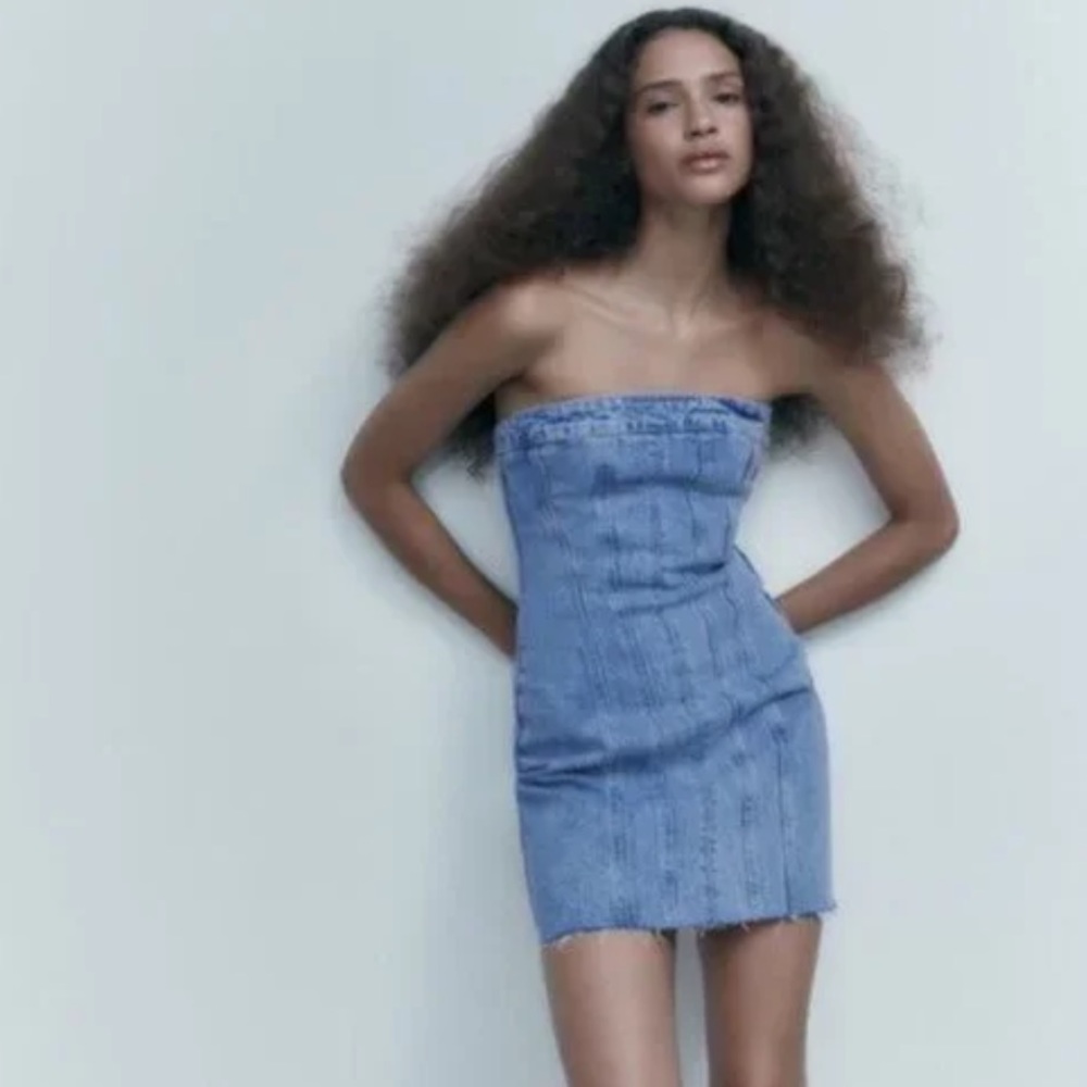 Zara denim strapless dress Never worn